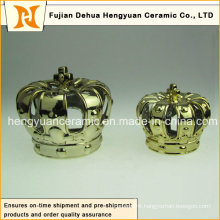 Surface Plating Ceramic Crown Candle Holders